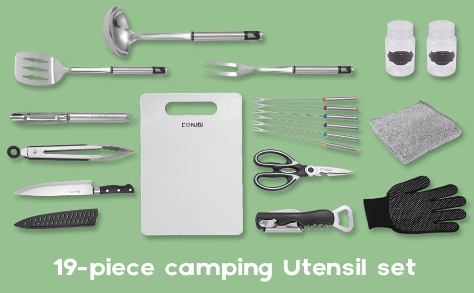 19 PCS Portable Camping Cooking Utensils Set