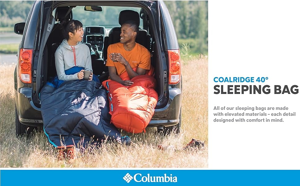 Comfortable weather proof sleeping bag columbia outdoor camping extra large roomy sleeping bag